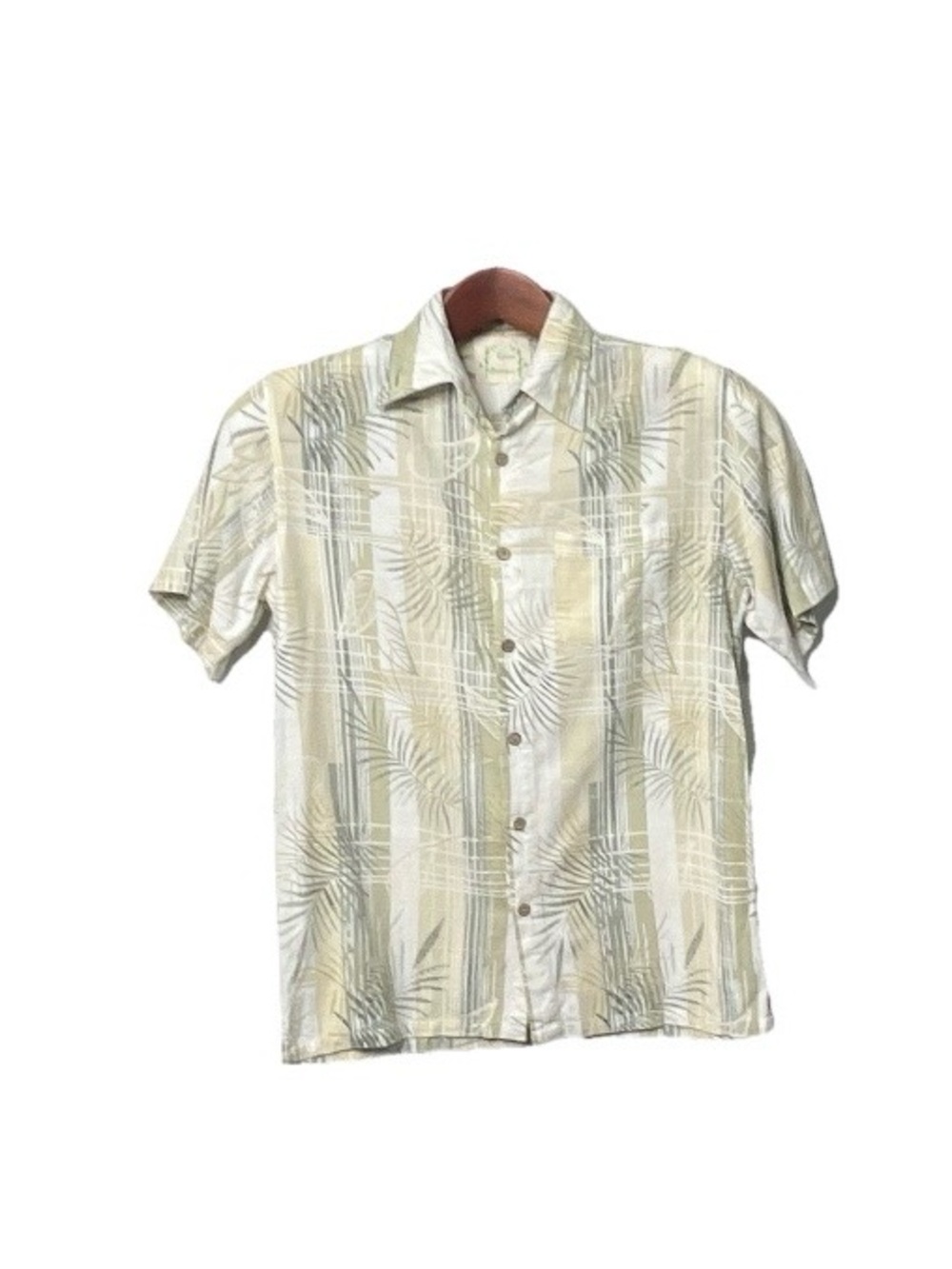 Green Bamboo Men's Short-Sleeve Palm Print Button-Up Shirt - Light Green